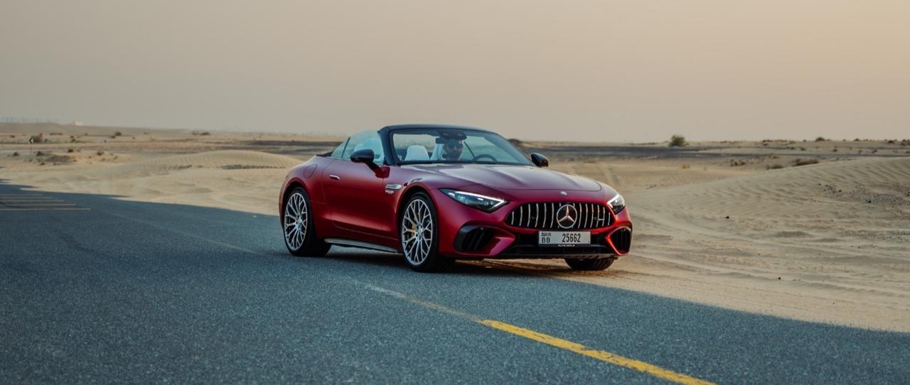 Mercedes AMG SL63 Red interior  White  2024 rental dubai