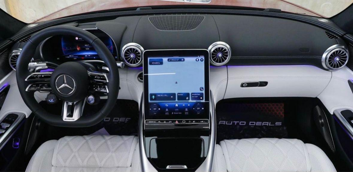 hire Mercedes AMG SL63 Red interior  White  2024 in dubai