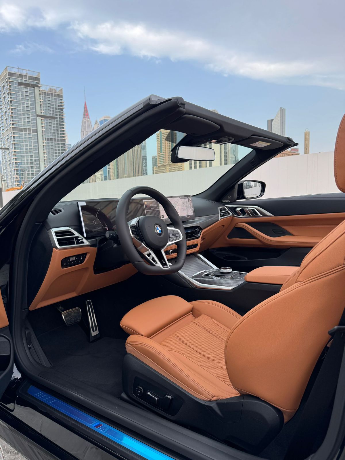 hire BMW 420i Cabrio Black interior Saffron  2026 in dubai