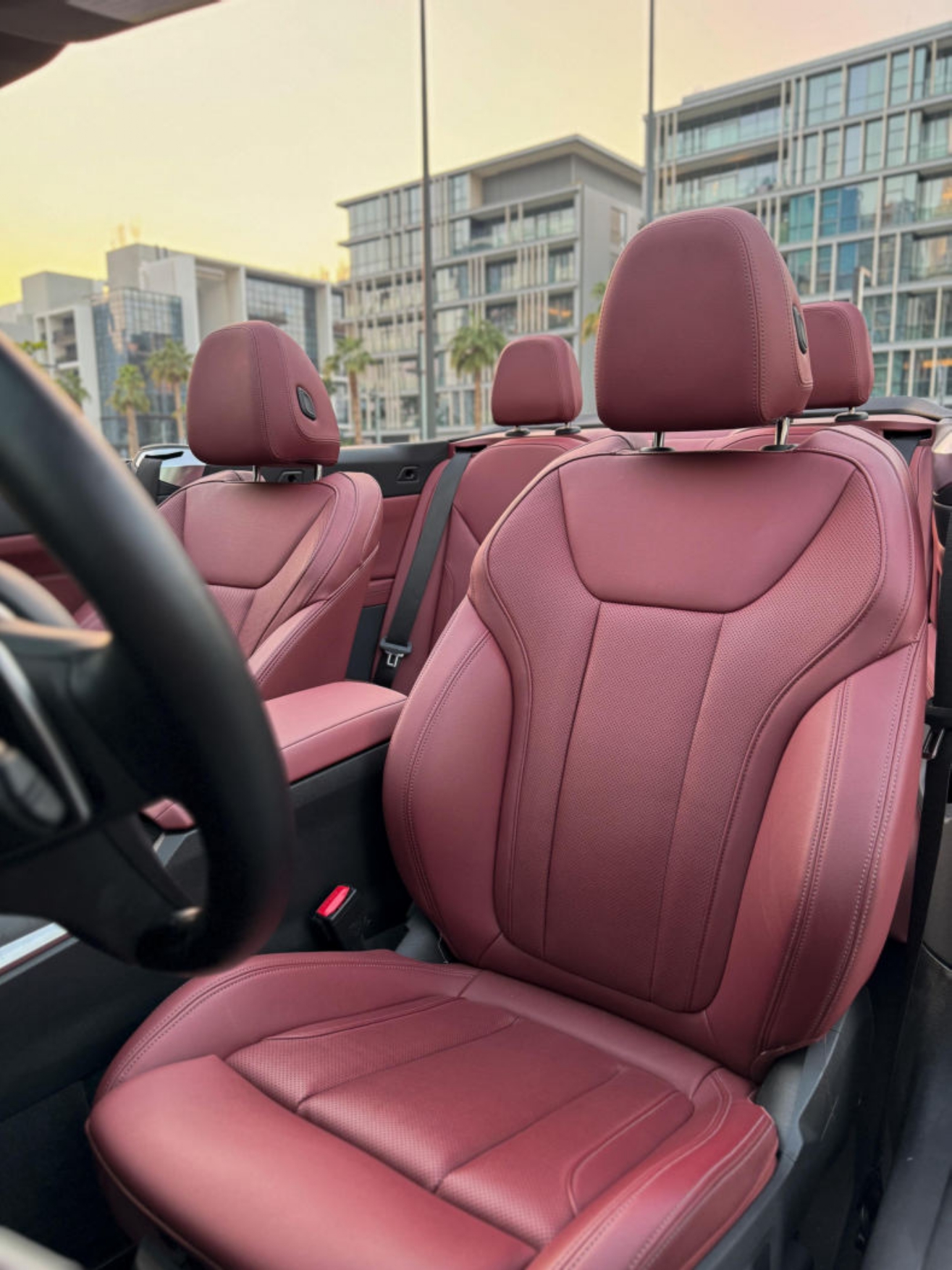 hire Cheap BMW 430i Cabriolet interior Red  2023 in dubai